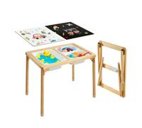 Table Sensorielle pour Tout-Petits-VEVOR-Table d'Activité en Bois Pliable pour Enfants, Tableaux Double Face, Bacs de Rangement