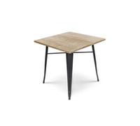 Kosmi Table Style Industriel en métal Noir Mat et Bois Clair - 80x80 cm