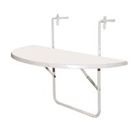 Table de jardin Alco Balcon suspendu 100 x 50 cm blanc Structure en acier blanc, plateau de table de jardin en Alcotop blanc