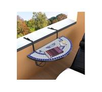 vidaXL Table suspendue pour balcon Mosaïque bleue et blanche