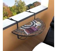 vidaXL Table de balcon suspendue demi-circulaire Terre cuite et blanc mosaïque Jardin