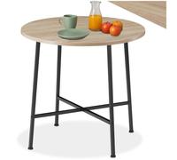 Table - TECTAKE - Table de salle à manger ronde ENNIS style industriel, en bois et acier, Ø 80 x 76 cm - Bois clair