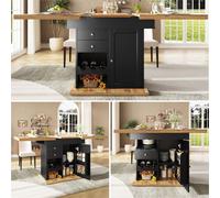 Table télescopique extensible 110-140 x 80 cm – table de cuisine pliante avec étagère à collations et à vin, peu encombrante, pour 4 à 6 personnes, cuisine et salon