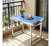 Table utilitaire portable, établi pliable deux pour cuisine, petits postes travail aluminium, hauteur réglable pour pique-nique et fête, support d'événement plein air camping(Bleu,180cm/5.9ft)