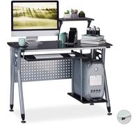 Table Verre,Coulissant pour Clavier et Place pour Ordinateur HlP: 98x105 x55 cm Couleurs,Panneau de Particules,Noir,98x105x55cm