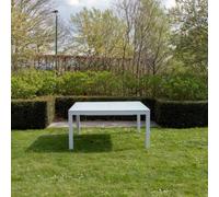 Table WhiteStar 8/12 personnes structure aluminium blanche, plateau en verre poli blanc