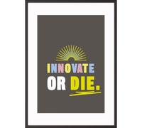 Tableau 60 x 80 cm, cadre en aluminium noir « Innovate or die »