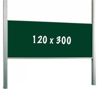Tableau à craies PRO Isaias - Réglable en hauteur - Tableau simple face - Tableau d'école - Montage facile - Acier émaillé - Vert - 120x300cm