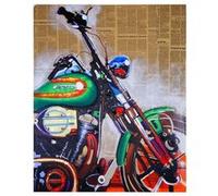 Tableau à l'huile, moto, peint à la main à 100%, toile de décoration murale XL 100x80cm