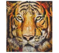 Tableau à l'huile, tigre, peint à la main à 100%, toile de décoration murale XL 100x90cm