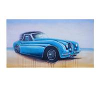 Tableau à l'huile, voiture ancienne, peint à la main à 100%, toile de décoration murale XL 140x80cm