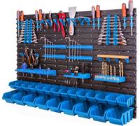 Tableau à outils 115x78 cm 23 plateaux garage mural bleu