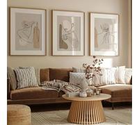 Tableau Abstrait Minimaliste Représentant Un Visage De Femme, Style Bohème, Avec Des Lignes Épurées. Affiche Et Impressions Sur Toile, Idéales Pour La Décoration Murale Du Salon. 30X40Cmx3Pcs Sans Cad