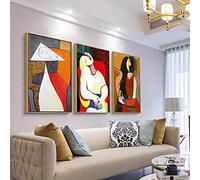 Tableau Abstrait Picasso sur Toile - Impression d'art Moderne en 3 Pièces Peinture Décoration de la Maison Affiches et Impressions Art Mural Encadré 50x70cm(20x28in) x3 Avec Cadre