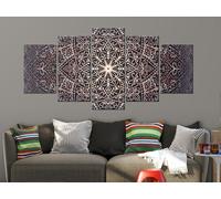 Tableau acoustique Abstrakt Mandala 200 x 100 cm Tableaux Mousse acoustique Absorbeur acoustique haute performance Isolation acoustique Toile 5 pièces Tableau mural Acoustique intérieure Isolation aco