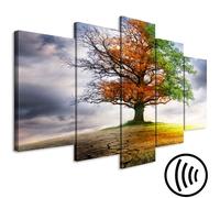 Tableau acoustique Arbre 200 x 100 cm Tableaux Mousse acoustique Absorbeur acoustique haute performance Isolation acoustique Toile 5 pièces Tableau mural Acoustique intérieure Isolation acoustique Dia