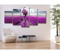 Tableau acoustique Arbre violet 200 x 100 cm Tableaux Mousse acoustique Absorbeur acoustique haute performance Isolation acoustique Toile 5 pièces Tableau mural Acoustique intérieure Isolation acousti
