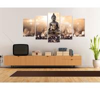 Tableau acoustique Bouddha 200 x 100 cm Tableaux Mousse acoustique Absorbeur acoustique haute performance Isolation acoustique Toile 5 pièces Tableau mural Acoustique intérieure Isolation acoustique h