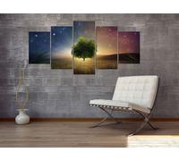 Tableau acoustique Étoile Arbre 200 x 100 cm Tableaux Mousse acoustique Absorbeur acoustique haute performance Toile insonorisante 5 pièces Tableau mural Acoustique intérieure Isolation acoustique b-C