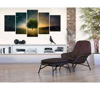 Tableau acoustique Étoile Arbre 200 x 100 cm Tableaux Mousse acoustique Absorbeur acoustique haute performance Isolation acoustique Toile 5 pièces Tableau mural Acoustique intérieure Isolation acousti