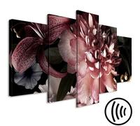 Tableau acoustique Fleurs 200 x 100 cm Tableaux Mousse acoustique Absorbeur acoustique haute performance Isolation acoustique Toile 5 pièces Tableau mural Acoustique intérieure Isolation acoustique Pi
