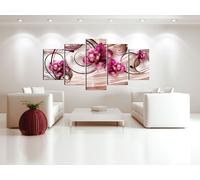 Tableau acoustique Fleurs 200 x 100 cm Tableaux Mousse acoustique Absorbeur acoustique haute performance Isolation acoustique Toile 5 pièces Tableau mural Acoustique intérieure Isolation acoustique 02