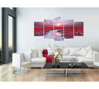 Tableau acoustique Fleurs abstraites 200 x 100 cm Tableaux Mousse acoustique Absorbeur acoustique haute performance Isolation acoustique Toile 5 pièces Tableau mural Acoustique intérieure Isolation ac
