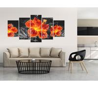 Tableau acoustique Fleurs Feu 200 x 100 cm Tableaux Mousse acoustique Absorbeur acoustique haute performance Isolation acoustique Toile 5 pièces Tableau mural Acoustique intérieure Isolation acoustiqu