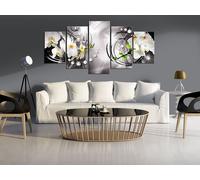 Tableau acoustique Fleurs Orchidée 200 x 100 cm Tableaux Mousse acoustique Absorbeur acoustique haute performance Isolation acoustique Toile 5 pièces Tableau mural Acoustique intérieure Isolation acou