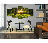 Tableau acoustique Forêt 200 x 100 cm Tableaux Mousse acoustique Absorbeur acoustique haute performance Isolation acoustique Toile 5 pièces Tableau mural Acoustique intérieure Isolation acoustique c-A