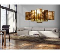 Tableau acoustique Forêt Arbre 200 x 100 cm Tableaux Mousse acoustique Absorbeur acoustique haute performance Isolation acoustique Toile 5 pièces Tableau mural Acoustique intérieure Isolation acoustiq
