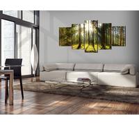 Tableau acoustique Forêt Arbre 200 x 100 cm Tableaux Mousse acoustique Absorbeur acoustique haute performance Isolation acoustique Toile 5 pièces Tableau mural Acoustique intérieure Isolation acoustiq