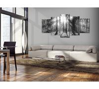 Tableau acoustique Forêt Arbre 200 x 100 cm Tableaux Mousse acoustique Absorbeur acoustique haute performance Isolation acoustique Toile 5 pièces Tableau mural Acoustique intérieure Isolation acoustiq