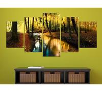Tableau acoustique Forêt Nature 200 x 100 cm Tableaux Mousse acoustique Absorbeur acoustique haute performance Isolation acoustique Toile 5 pièces Tableau mural Acoustique intérieure Isolation acousti