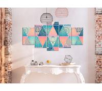 Tableau acoustique géométrique 200 x 100 cm Tableaux Mousse acoustique Absorbeur acoustique haute performance Isolation acoustique Toile 5 pièces Tableau mural Acoustique intérieure Isolation acoustiq