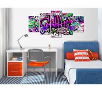 Tableau acoustique Graffiti 200 x 100 cm Tableaux Mousse acoustique Absorbeur acoustique haute performance Toile insonorisante 5 pièces Tableau mural Acoustique intérieure Isolation acoustique i-A-010