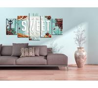 Tableau acoustique Home Sweet 200 x 100 cm Tableaux Mousse acoustique Absorbeur acoustique haute performance Toile insonorisante 5 pièces Tableau mural Acoustique intérieure Isolation acoustique 02011