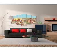 Tableau acoustique Paris France 200 x 100 cm Tableaux Mousse acoustique Absorbeur acoustique haute performance Isolation acoustique Toile 5 pièces Tableau mural Acoustique intérieure Isolation acousti