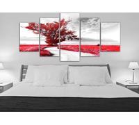 Tableau acoustique Paysage Arbre 200 x 100 cm Tableaux Mousse acoustique Absorbeur acoustique haute performance Isolation acoustique Toile 5 pièces Tableau mural Acoustique intérieure Isolation acoust