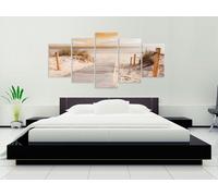 Tableau acoustique Plage Mer 200x100 cm Tableaux Mousse acoustique Absorbeur acoustique haute performance Isolation acoustique Toile 5 pièces Tableau mural Acoustique intérieure Isolation acoustique P
