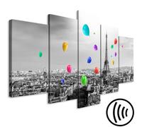 Tableau acoustique Ville de Paris 200 x 100 cm Tableaux Mousse acoustique Absorbeur acoustique haute performance Isolation acoustique Toile 5 pièces Tableau mural Acoustique intérieure Isolation acous