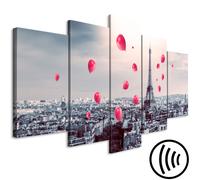 Tableau acoustique Ville de Paris 200 x 100 cm Tableaux Mousse acoustique Absorbeur acoustique haute performance Isolation acoustique Toile 5 pièces Tableau mural Acoustique intérieure Isolation acous