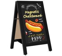 Tableau Ardoise Magnétique 45x85 cm Stop Trottoir avec Étagère,Noir | Magnétique, Double Face, Pliable, Cadre A Ardoise, Chevalet Publicitaire Bois, Menu Ardoise, Restaurant, Café