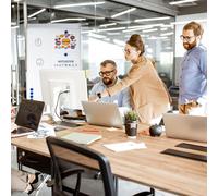Tableau blanc à feuilles mobiles avec support papier et surface magnétique