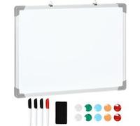 Tableau blanc - HOMCOM - magnétique cadre aluminium feutres effaceur aimants - alu - 60x45cm - blanc