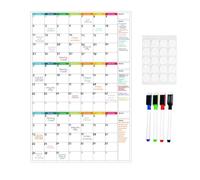 Tableau blanc calendrier - Planificateur d'horaires réutilisables et non | Tableau de calendrier effaçable à sec pour les propriétaires, étudiants, enseignants indépendants, école à domicile, salon