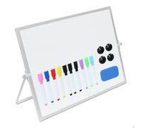 Tableau blanc de bureau Relaxdays 30 x 40 cm magnétique pivotant à 360° 10 feutres 4 aimants éponge blanc/argent