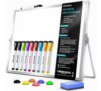 Tableau blanc effaçable à sec avec support, tableau blanc double face 30,5 x 40,6 cm, 10 marqueurs, 6 aimants, 1 gomme, tableau blanc portable pour planification, tableau blanc hebdomadaire coloré