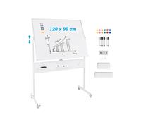 Tableau Blanc Effacable sur Pied, Double Face, Tableau Blanc Roulette (Blanc)
