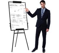 Tableau Blanc Effacable sur Pied,Tableau Magnétique de Chevalet, Whiteboard sur Trépied Réglable, Mobile Paperboard,60x90cm (noir)